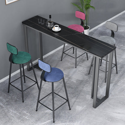Modern Style Bar Table 42-inch Height Stone Top and Metal Base Bistro Table Black-Gold Without Chairs Clearhalo 'Bar Furniture' 'Bar Tables' 'bar_tables' 'furn' 'furn_bar_tables' 'Furniture' 'furniture_bar_tables' 'Kitchen & Dining Furniture' 4829076