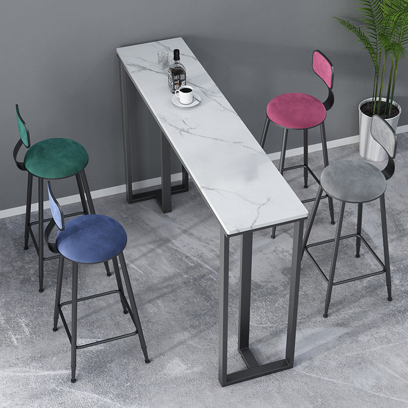 Modern Style Bar Table 42-inch Height Stone Top and Metal Base Bistro Table White Without Chairs Clearhalo 'Bar Furniture' 'Bar Tables' 'bar_tables' 'furn' 'furn_bar_tables' 'Furniture' 'furniture_bar_tables' 'Kitchen & Dining Furniture' 4829077