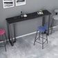 Modern Style Bar Table 42-inch Height Stone Top and Metal Base Bistro Table 70.9"L x 15.7"W x 41.3"H Black-Gold Without Chairs Clearhalo 'Bar Furniture' 'Bar Tables' 'bar_tables' 'furn' 'furn_bar_tables' 'Furniture' 'furniture_bar_tables' 'Kitchen & Dining Furniture' 4829079