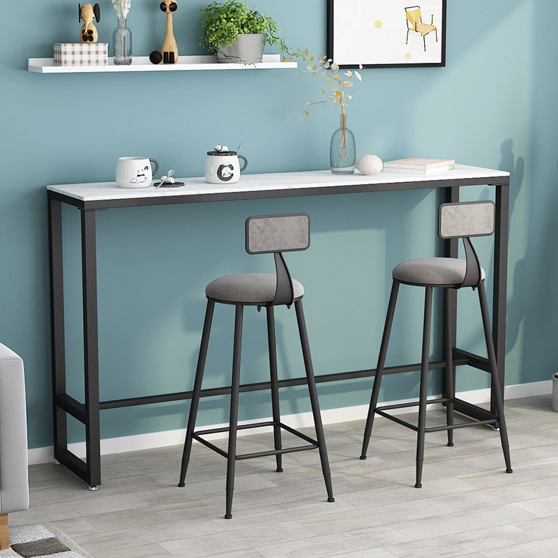Glam Style Bar Table 42-inch Height Stone Top and Metal Base Bistro Table Black White Without Chairs Clearhalo 'Bar Furniture' 'Bar Tables' 'bar_tables' 'furn' 'furn_bar_tables' 'Furniture' 'furniture_bar_tables' 'Kitchen & Dining Furniture' 4829091