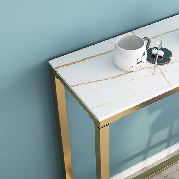 Glam Style Bar Table 42-inch Height Stone Top and Metal Base Bistro Table Clearhalo 'Bar Furniture' 'Bar Tables' 'bar_tables' 'furn' 'furn_bar_tables' 'Furniture' 'furniture_bar_tables' 'Kitchen & Dining Furniture' 4829095