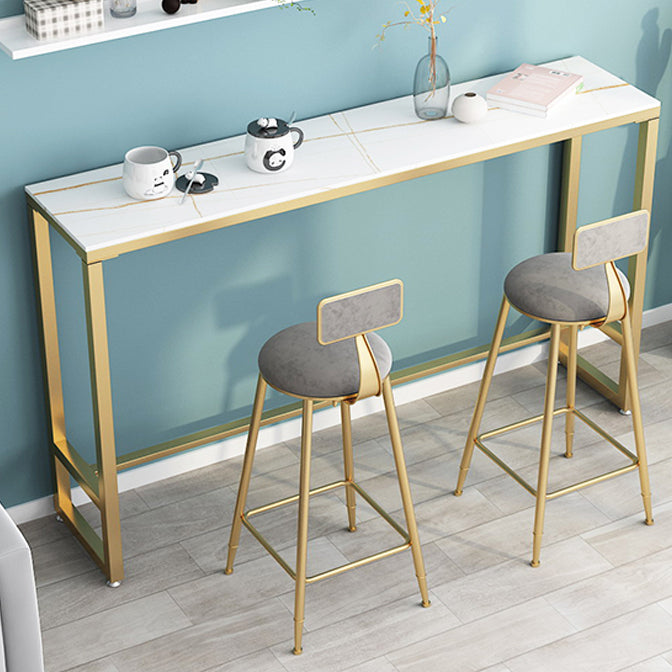 Glam Style Bar Table 42-inch Height Stone Top and Metal Base Bistro Table Clearhalo 'Bar Furniture' 'Bar Tables' 'bar_tables' 'furn' 'furn_bar_tables' 'Furniture' 'furniture_bar_tables' 'Kitchen & Dining Furniture' 4829097