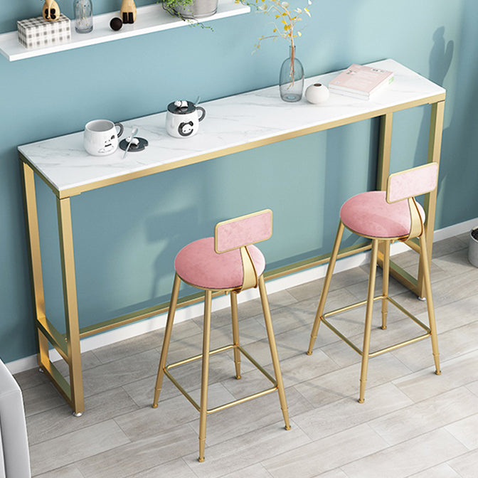 Glam Style Bar Table 42-inch Height Stone Top and Metal Base Bistro Table Clearhalo 'Bar Furniture' 'Bar Tables' 'bar_tables' 'furn' 'furn_bar_tables' 'Furniture' 'furniture_bar_tables' 'Kitchen & Dining Furniture' 4829098