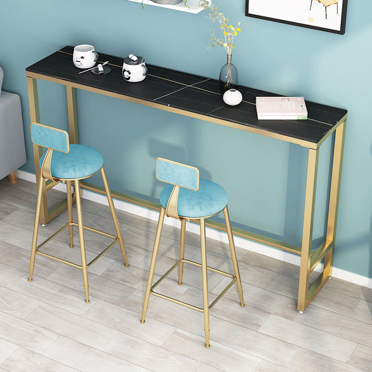 Glam Style Bar Table 42-inch Height Stone Top and Metal Base Bistro Table Clearhalo 'Bar Furniture' 'Bar Tables' 'bar_tables' 'furn' 'furn_bar_tables' 'Furniture' 'furniture_bar_tables' 'Kitchen & Dining Furniture' 4829099