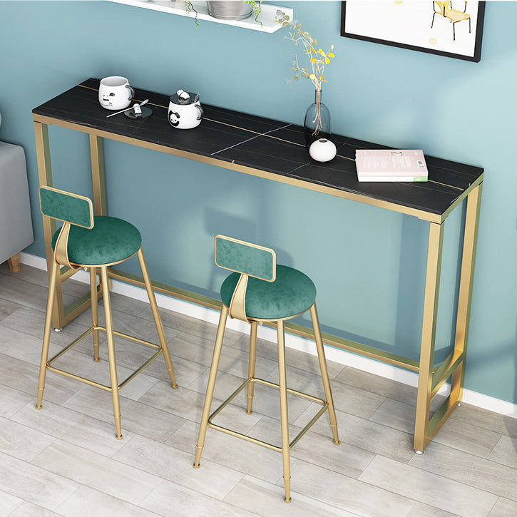Glam Style Bar Table 42-inch Height Stone Top and Metal Base Bistro Table Clearhalo 'Bar Furniture' 'Bar Tables' 'bar_tables' 'furn' 'furn_bar_tables' 'Furniture' 'furniture_bar_tables' 'Kitchen & Dining Furniture' 4829100
