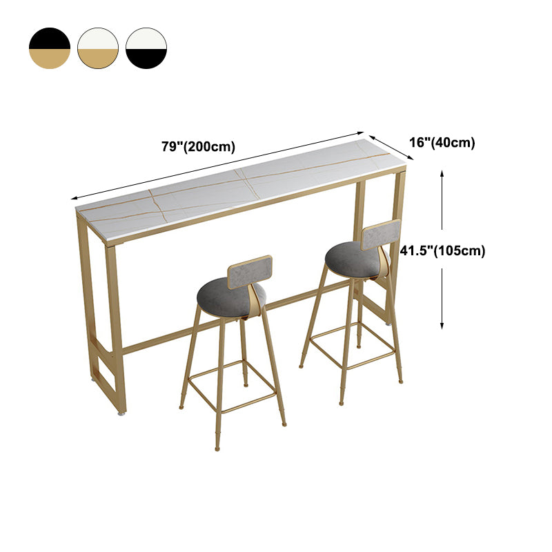 Glam Style Bar Table 42-inch Height Stone Top and Metal Base Bistro Table Clearhalo 'Bar Furniture' 'Bar Tables' 'bar_tables' 'furn' 'furn_bar_tables' 'Furniture' 'furniture_bar_tables' 'Kitchen & Dining Furniture' 4829105