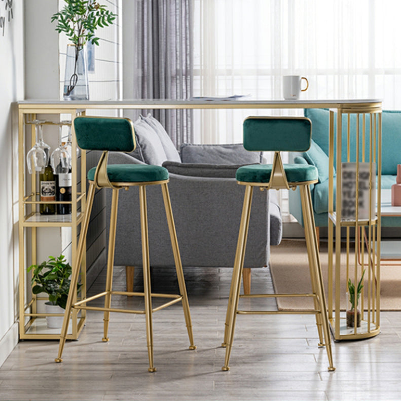 Kitchen Stone Top Counter Table Metal Base 42-inch Height Nordic Bar Table 63"L x 15.7"W x 41.3"H Gold Without Chairs Clearhalo 'Bar Furniture' 'Bar Tables' 'bar_tables' 'furn' 'furn_bar_tables' 'Furniture' 'furniture_bar_tables' 'Kitchen & Dining Furniture' 4829112