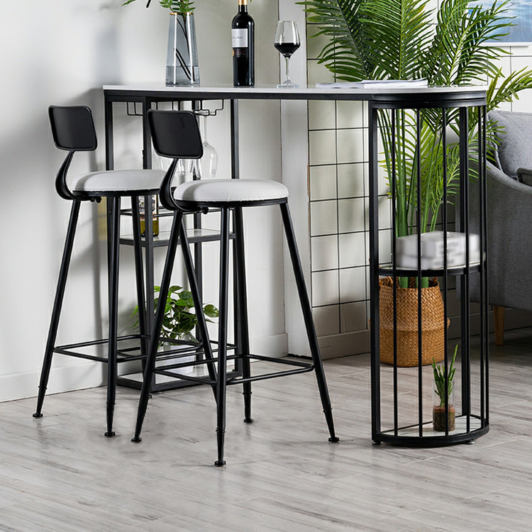 Kitchen Stone Top Counter Table Metal Base 42-inch Height Nordic Bar Table 70.9"L x 15.7"W x 41.3"H Black Without Chairs Clearhalo 'Bar Furniture' 'Bar Tables' 'bar_tables' 'furn' 'furn_bar_tables' 'Furniture' 'furniture_bar_tables' 'Kitchen & Dining Furniture' 4829114