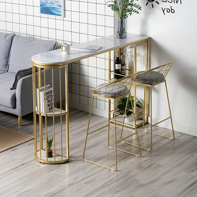 Kitchen Stone Top Counter Table Metal Base 42-inch Height Nordic Bar Table Clearhalo 'Bar Furniture' 'Bar Tables' 'bar_tables' 'furn' 'furn_bar_tables' 'Furniture' 'furniture_bar_tables' 'Kitchen & Dining Furniture' 4829121