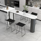 Modern Black Iron Bar Dining Table with White Stone Top Indoor Bistro Table 86.6"L x 19.7"W x 41.3"H Without Chairs Clearhalo 'Bar Furniture' 'Bar Tables' 'bar_tables' 'furn' 'furn_bar_tables' 'Furniture' 'furniture_bar_tables' 'Kitchen & Dining Furniture' 4829129