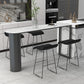 Modern Black Iron Bar Dining Table with White Stone Top Indoor Bistro Table 78.7"L x 19.7"W x 41.3"H Without Chairs Clearhalo 'Bar Furniture' 'Bar Tables' 'bar_tables' 'furn' 'furn_bar_tables' 'Furniture' 'furniture_bar_tables' 'Kitchen & Dining Furniture' 4829130
