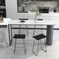 Modern Black Iron Bar Dining Table with White Stone Top Indoor Bistro Table 70.9"L x 19.7"W x 41.3"H Without Chairs Clearhalo 'Bar Furniture' 'Bar Tables' 'bar_tables' 'furn' 'furn_bar_tables' 'Furniture' 'furniture_bar_tables' 'Kitchen & Dining Furniture' 4829131
