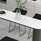 Modern Black Iron Bar Dining Table with White Stone Top Indoor Bistro Table Clearhalo 'Bar Furniture' 'Bar Tables' 'bar_tables' 'furn' 'furn_bar_tables' 'Furniture' 'furniture_bar_tables' 'Kitchen & Dining Furniture' 4829134