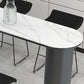 Modern Black Iron Bar Dining Table with White Stone Top Indoor Bistro Table Clearhalo 'Bar Furniture' 'Bar Tables' 'bar_tables' 'furn' 'furn_bar_tables' 'Furniture' 'furniture_bar_tables' 'Kitchen & Dining Furniture' 4829136