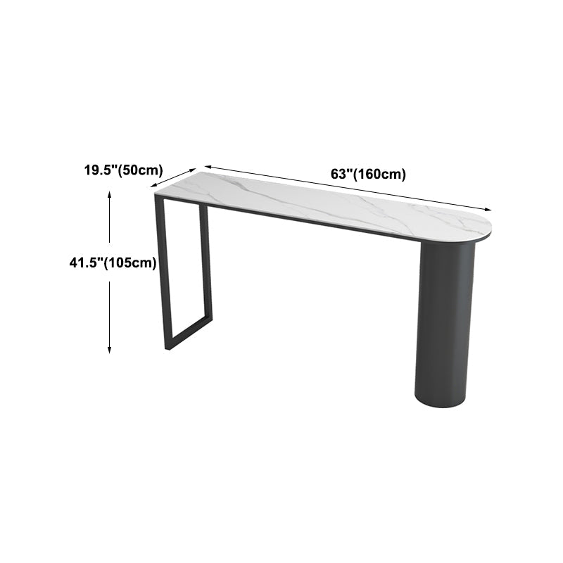 Modern Black Iron Bar Dining Table with White Stone Top Indoor Bistro Table Clearhalo 'Bar Furniture' 'Bar Tables' 'bar_tables' 'furn' 'furn_bar_tables' 'Furniture' 'furniture_bar_tables' 'Kitchen & Dining Furniture' 4829142