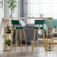 Glam Iron Bar Dining Table White Faux Marble Top Indoor Bistro Table with 2-Shelf Clearhalo 'Bar Furniture' 'Bar Tables' 'bar_tables' 'furn' 'furn_bar_tables' 'Furniture' 'furniture_bar_tables' 'Kitchen & Dining Furniture' 4829177