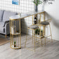 Glam Iron Bar Dining Table White Faux Marble Top Indoor Bistro Table with 2-Shelf Clearhalo 'Bar Furniture' 'Bar Tables' 'bar_tables' 'furn' 'furn_bar_tables' 'Furniture' 'furniture_bar_tables' 'Kitchen & Dining Furniture' 4829179
