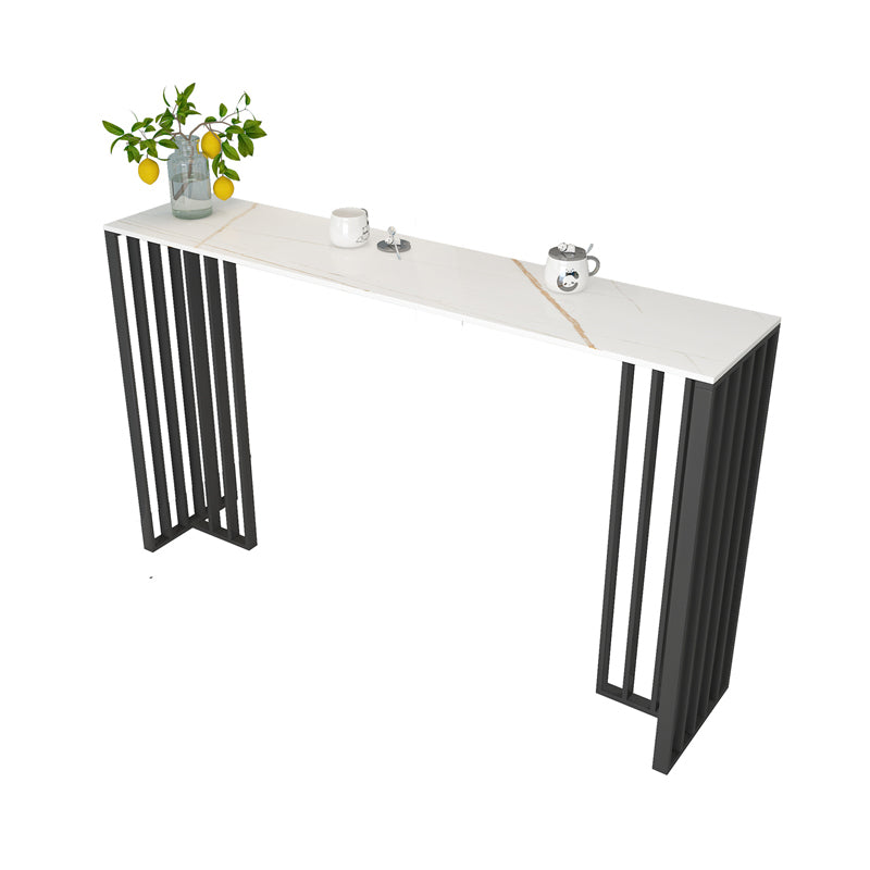 Modern Iron Bar Dining Table with Stone Top Rectangle Indoor Bistro Table White Without Chairs Clearhalo 'Bar Furniture' 'Bar Tables' 'bar_tables' 'furn' 'furn_bar_tables' 'Furniture' 'furniture_bar_tables' 'Kitchen & Dining Furniture' 4829186