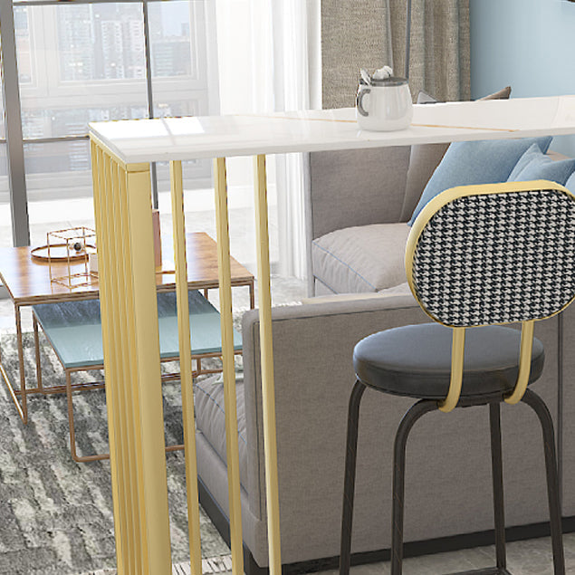Modern Iron Bar Dining Table with Stone Top Rectangle Indoor Bistro Table Clearhalo 'Bar Furniture' 'Bar Tables' 'bar_tables' 'furn' 'furn_bar_tables' 'Furniture' 'furniture_bar_tables' 'Kitchen & Dining Furniture' 4829192