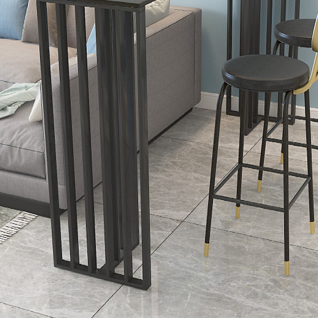 Modern Iron Bar Dining Table with Stone Top Rectangle Indoor Bistro Table Clearhalo 'Bar Furniture' 'Bar Tables' 'bar_tables' 'furn' 'furn_bar_tables' 'Furniture' 'furniture_bar_tables' 'Kitchen & Dining Furniture' 4829195