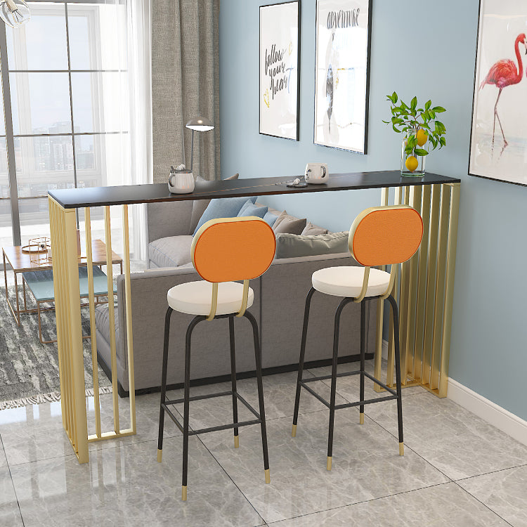 Modern Iron Bar Dining Table with Stone Top Rectangle Indoor Bistro Table Clearhalo 'Bar Furniture' 'Bar Tables' 'bar_tables' 'furn' 'furn_bar_tables' 'Furniture' 'furniture_bar_tables' 'Kitchen & Dining Furniture' 4829197