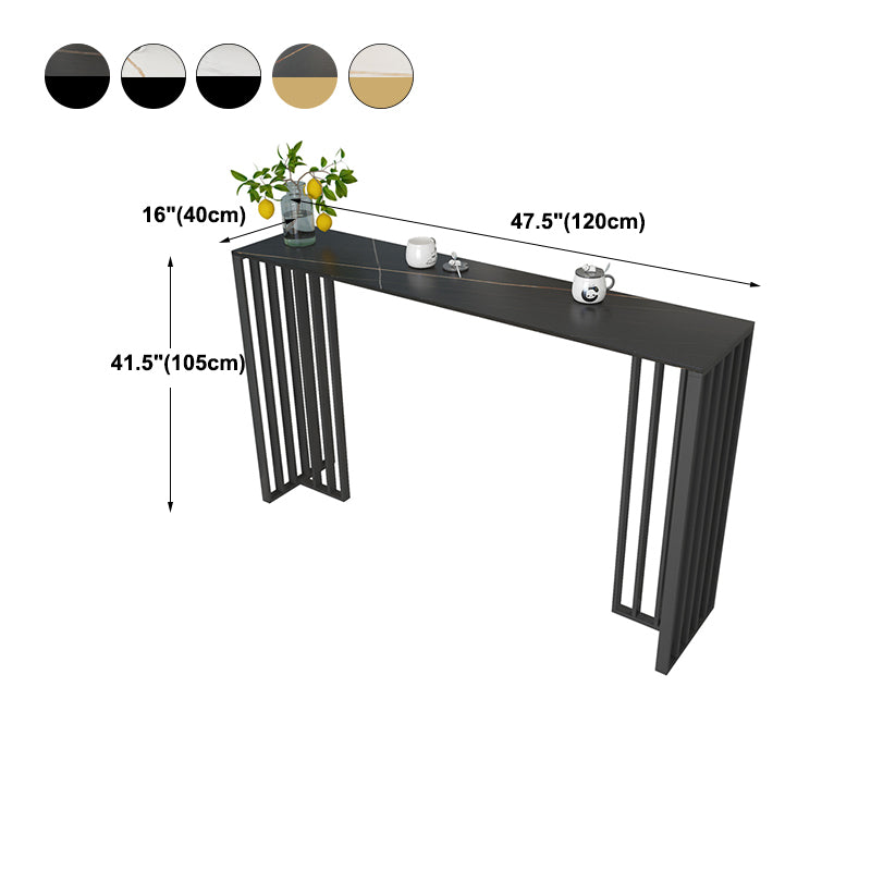 Modern Iron Bar Dining Table with Stone Top Rectangle Indoor Bistro Table Clearhalo 'Bar Furniture' 'Bar Tables' 'bar_tables' 'furn' 'furn_bar_tables' 'Furniture' 'furniture_bar_tables' 'Kitchen & Dining Furniture' 4829202