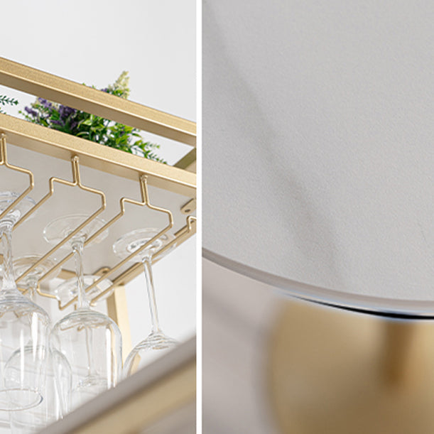 Modern Iron Bar Dining Table White Faux Marble Indoor Bistro Table with Wine Rack Clearhalo 'Bar Furniture' 'Bar Tables' 'bar_tables' 'furn' 'furn_bar_tables' 'Furniture' 'furniture_bar_tables' 'Kitchen & Dining Furniture' 4829215