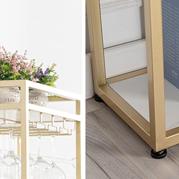 Modern Iron Bar Dining Table White Faux Marble Indoor Bistro Table with Wine Rack Clearhalo 'Bar Furniture' 'Bar Tables' 'bar_tables' 'furn' 'furn_bar_tables' 'Furniture' 'furniture_bar_tables' 'Kitchen & Dining Furniture' 4829216