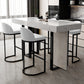 Glam Iron Bar Dining Table with White Stone Top Rectangle Indoor Bistro Table 55.1"L x 17.7"W x 41.3"H Black Without Chairs Clearhalo 'Bar Furniture' 'Bar Tables' 'bar_tables' 'furn' 'furn_bar_tables' 'Furniture' 'furniture_bar_tables' 'Kitchen & Dining Furniture' 4829230