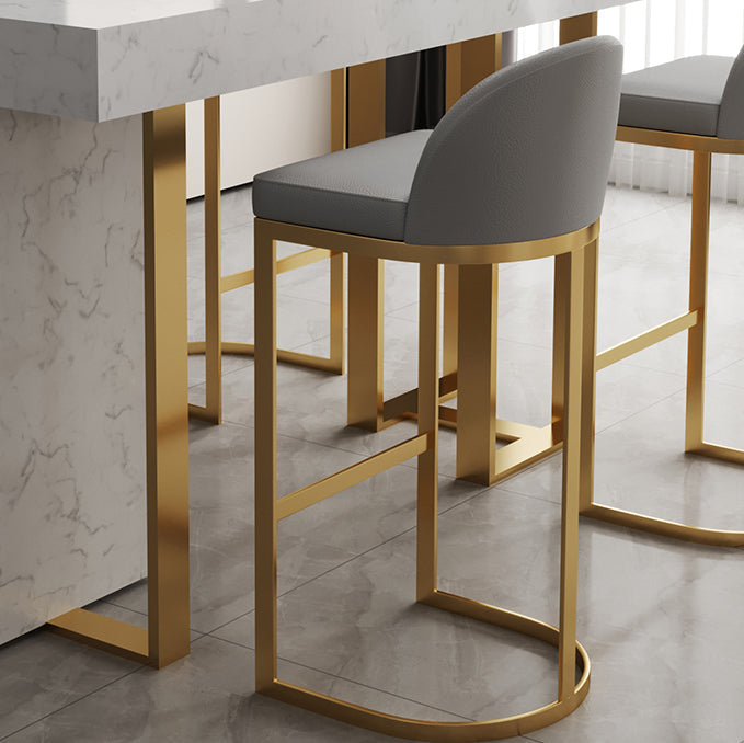 Glam Iron Bar Dining Table with White Stone Top Rectangle Indoor Bistro Table Clearhalo 'Bar Furniture' 'Bar Tables' 'bar_tables' 'furn' 'furn_bar_tables' 'Furniture' 'furniture_bar_tables' 'Kitchen & Dining Furniture' 4829233