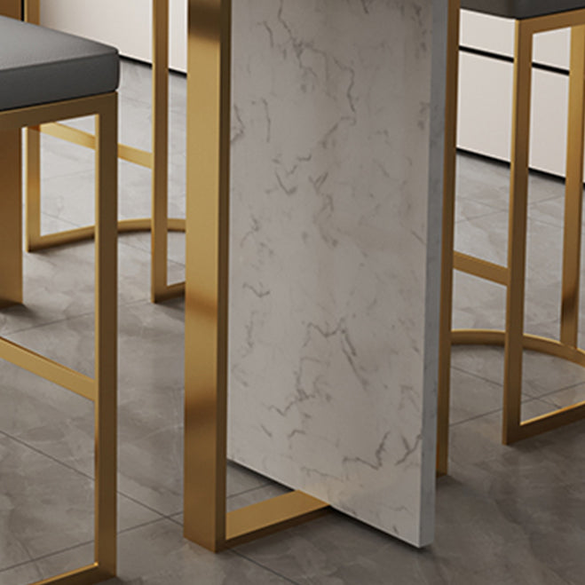 Glam Iron Bar Dining Table with White Stone Top Rectangle Indoor Bistro Table Clearhalo 'Bar Furniture' 'Bar Tables' 'bar_tables' 'furn' 'furn_bar_tables' 'Furniture' 'furniture_bar_tables' 'Kitchen & Dining Furniture' 4829234