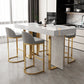 Glam Iron Bar Dining Table with White Stone Top Rectangle Indoor Bistro Table Clearhalo 'Bar Furniture' 'Bar Tables' 'bar_tables' 'furn' 'furn_bar_tables' 'Furniture' 'furniture_bar_tables' 'Kitchen & Dining Furniture' 4829235