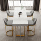 Glam Iron Bar Dining Table with White Stone Top Rectangle Indoor Bistro Table Clearhalo 'Bar Furniture' 'Bar Tables' 'bar_tables' 'furn' 'furn_bar_tables' 'Furniture' 'furniture_bar_tables' 'Kitchen & Dining Furniture' 4829236