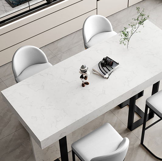 Glam Iron Bar Dining Table with White Stone Top Rectangle Indoor Bistro Table Clearhalo 'Bar Furniture' 'Bar Tables' 'bar_tables' 'furn' 'furn_bar_tables' 'Furniture' 'furniture_bar_tables' 'Kitchen & Dining Furniture' 4829237