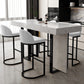 Glam Iron Bar Dining Table with White Stone Top Rectangle Indoor Bistro Table Clearhalo 'Bar Furniture' 'Bar Tables' 'bar_tables' 'furn' 'furn_bar_tables' 'Furniture' 'furniture_bar_tables' 'Kitchen & Dining Furniture' 4829238