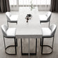 Glam Iron Bar Dining Table with White Stone Top Rectangle Indoor Bistro Table Clearhalo 'Bar Furniture' 'Bar Tables' 'bar_tables' 'furn' 'furn_bar_tables' 'Furniture' 'furniture_bar_tables' 'Kitchen & Dining Furniture' 4829240