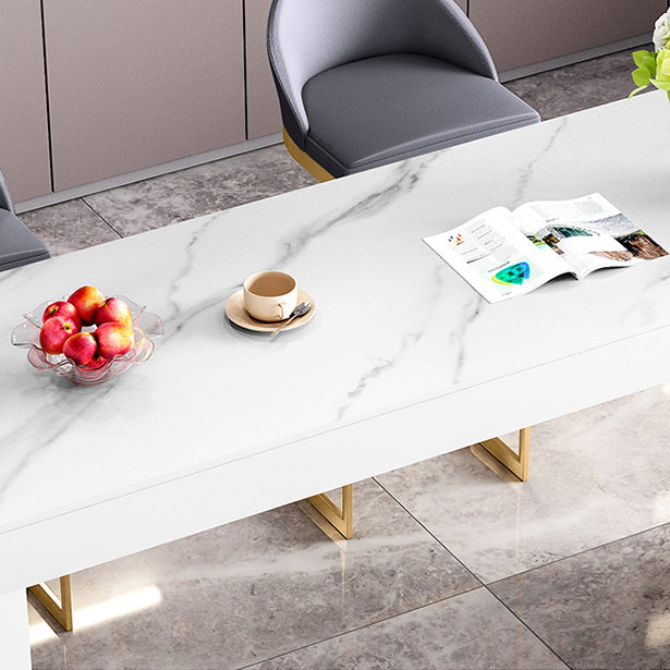 Glam White Wood Bar Dining Table with Stone Top Rectangle Indoor Bistro Table Clearhalo 'Bar Furniture' 'Bar Tables' 'bar_tables' 'furn' 'furn_bar_tables' 'Furniture' 'furniture_bar_tables' 'Kitchen & Dining Furniture' 4829253