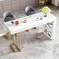 Glam White Wood Bar Dining Table with Stone Top Rectangle Indoor Bistro Table Clearhalo 'Bar Furniture' 'Bar Tables' 'bar_tables' 'furn' 'furn_bar_tables' 'Furniture' 'furniture_bar_tables' 'Kitchen & Dining Furniture' 4829255