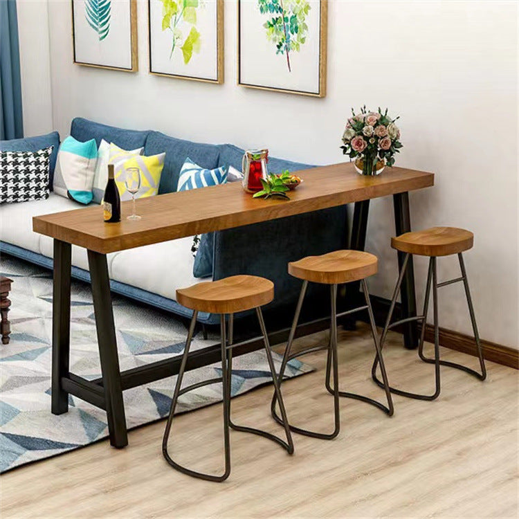 Industrial Dining Table Wooden Bar Counter Table for Kitchen 78.7"L x 15.7"W x 41.3"H Without Chairs Clearhalo 'Bar Furniture' 'Bar Tables' 'bar_tables' 'furn' 'furn_bar_tables' 'Furniture' 'furniture_bar_tables' 'Kitchen & Dining Furniture' 4829318