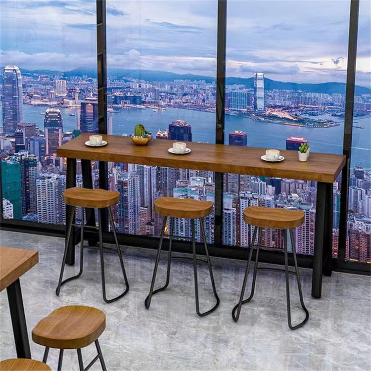Industrial Dining Table Wooden Bar Counter Table for Kitchen 70.9"L x 15.7"W x 41.3"H Without Chairs Clearhalo 'Bar Furniture' 'Bar Tables' 'bar_tables' 'furn' 'furn_bar_tables' 'Furniture' 'furniture_bar_tables' 'Kitchen & Dining Furniture' 4829319