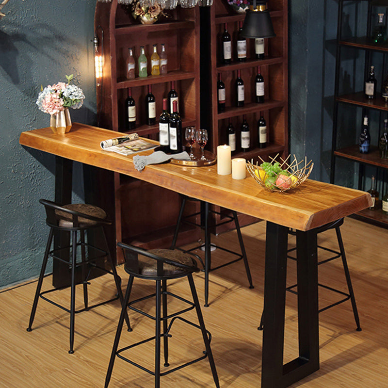 Industrial Dining Rectangle Table Wooden Bar Counter Table for Kitchen 98.4"L x 19.7"W x 41.3"H Without Chairs Clearhalo 'Bar Furniture' 'Bar Tables' 'bar_tables' 'furn' 'furn_bar_tables' 'Furniture' 'furniture_bar_tables' 'Kitchen & Dining Furniture' 4829341