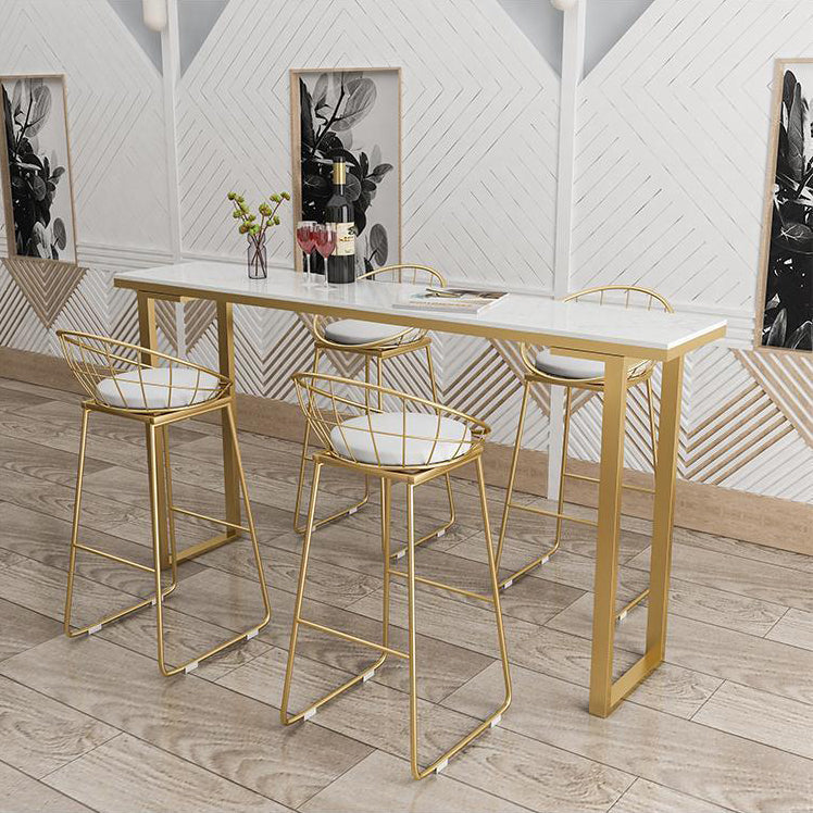 Nordic Style Rectangle Sintered Stone Table Dining Bar Counter Table for Kitchen 86.6"L x 15.7"W x 41.3"H Without Chairs Clearhalo 'Bar Furniture' 'Bar Tables' 'bar_tables' 'furn' 'furn_bar_tables' 'Furniture' 'furniture_bar_tables' 'Kitchen & Dining Furniture' 4829360