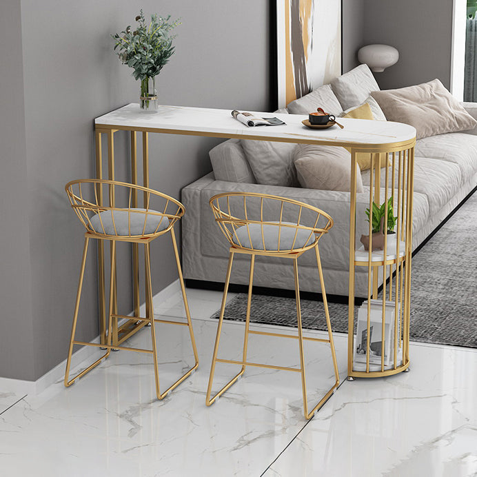 Nordic Style Sintered Stone Table Dining Bar Counter Table for Kitchen 47.2"L x 15.7"W x 41.3"H Gold Stone Clearhalo 'Bar Furniture' 'Bar Tables' 'bar_tables' 'furn' 'furn_bar_tables' 'Furniture' 'furniture_bar_tables' 'Kitchen & Dining Furniture' 4829380