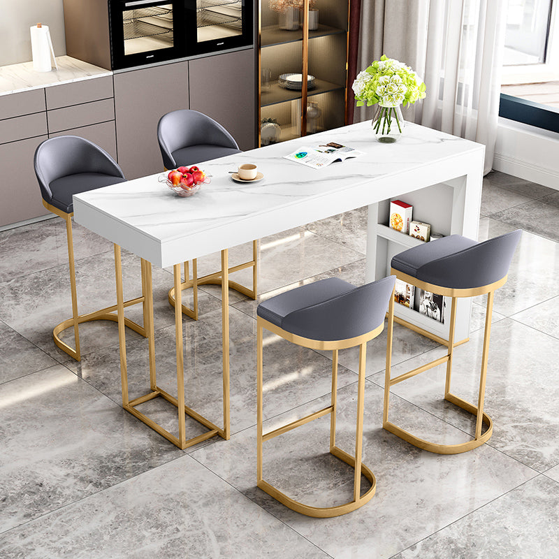 Modern Sintered Stone Table Dining Bar Counter Table for Kitchen with Metal Legs 47.2"L x 23.6"W x 41.3"H Without Chairs Clearhalo 'Bar Furniture' 'Bar Tables' 'bar_tables' 'furn' 'furn_bar_tables' 'Furniture' 'furniture_bar_tables' 'Kitchen & Dining Furniture' 4829395