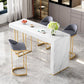 Modern Sintered Stone Table Dining Bar Counter Table for Kitchen with Metal Legs 63"L x 15.7"W x 41.3"H Without Chairs Clearhalo 'Bar Furniture' 'Bar Tables' 'bar_tables' 'furn' 'furn_bar_tables' 'Furniture' 'furniture_bar_tables' 'Kitchen & Dining Furniture' 4829398