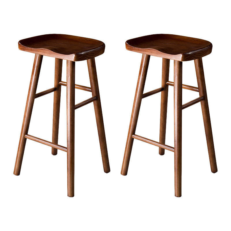 Contemporary Pine Solid Wood Bar Stool Footrest Bristol Stool Walnut Set of 2 Short Stool(22"H) Clearhalo 'Bar Furniture' 'Bar Stools' 'bar_stools' 'Furniture' 'furniture_bar_stools' 'Kitchen & Dining Furniture' 4829523