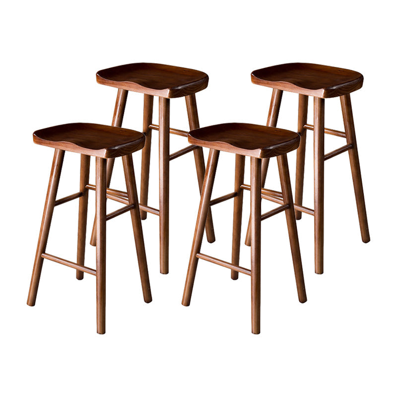 Contemporary Pine Solid Wood Bar Stool Footrest Bristol Stool Walnut Set of 4 Short Stool(22"H) Clearhalo 'Bar Furniture' 'Bar Stools' 'bar_stools' 'Furniture' 'furniture_bar_stools' 'Kitchen & Dining Furniture' 4829525