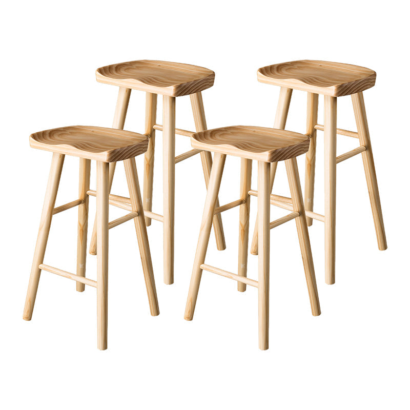 Contemporary Pine Solid Wood Bar Stool Footrest Bristol Stool Wood Set of 4 Bar Stool(30"H) Clearhalo 'Bar Furniture' 'Bar Stools' 'bar_stools' 'Furniture' 'furniture_bar_stools' 'Kitchen & Dining Furniture' 4829531