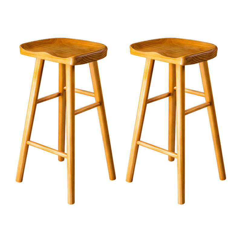 Contemporary Pine Solid Wood Bar Stool Footrest Bristol Stool Natural Set of 2 Short Stool(22"H) Clearhalo 'Bar Furniture' 'Bar Stools' 'bar_stools' 'Furniture' 'furniture_bar_stools' 'Kitchen & Dining Furniture' 4829535