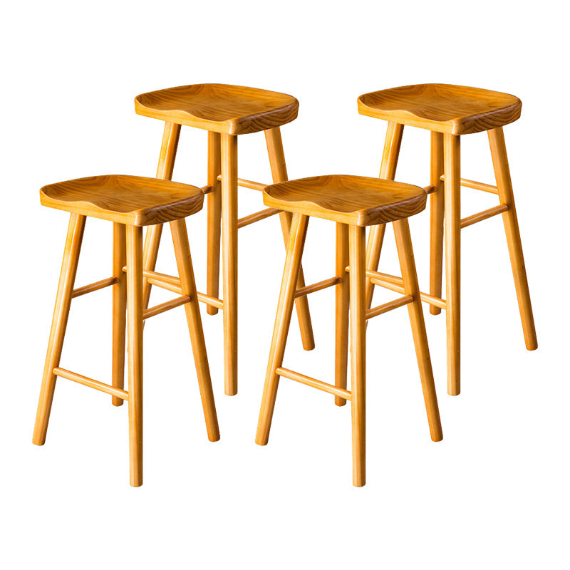 Contemporary Pine Solid Wood Bar Stool Footrest Bristol Stool Natural Set of 4 Short Stool(22"H) Clearhalo 'Bar Furniture' 'Bar Stools' 'bar_stools' 'Furniture' 'furniture_bar_stools' 'Kitchen & Dining Furniture' 4829537